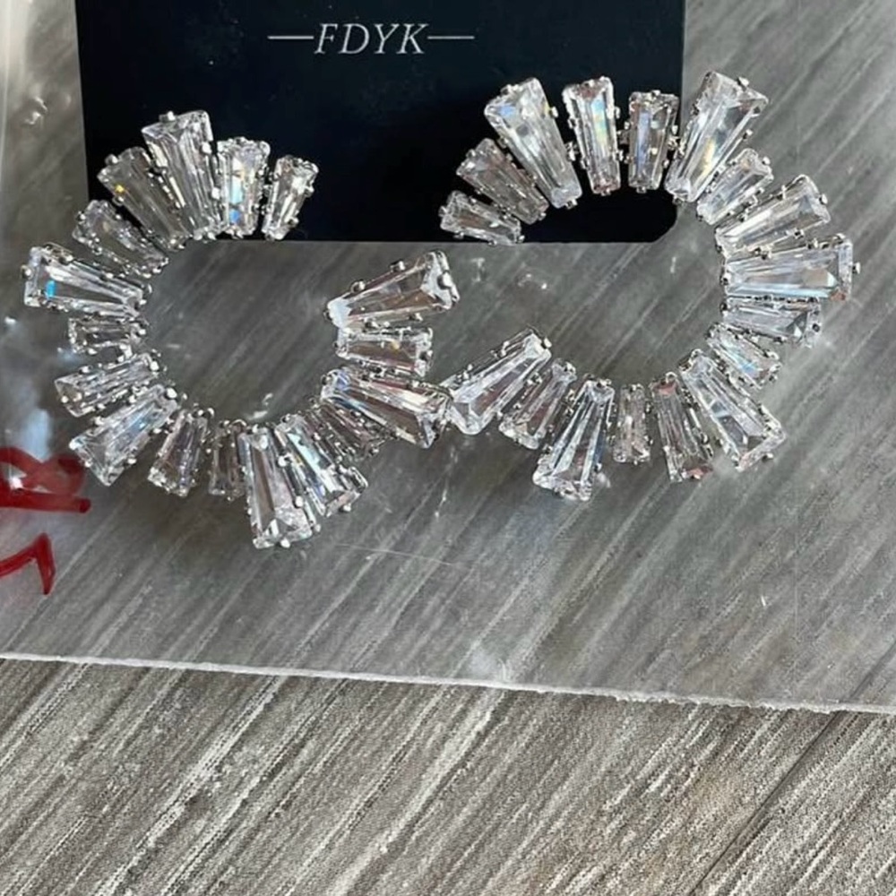 High end S925 sterling Silver Crystal cubic zirconia diamond Earrings